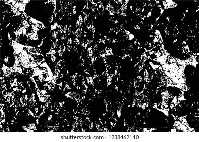Grunge overlay layer. Abstract black and white vector background. Monochrome vintage surface with dirty pattern in cracks, spots, dots. Old wall in dark horror style design