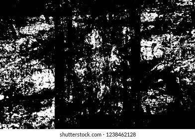 Grunge overlay layer. Abstract black and white vector background. Monochrome vintage surface with dirty pattern in cracks, spots, dots. Old wall in dark horror style design
