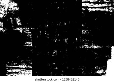 Grunge overlay layer. Abstract black and white vector background. Monochrome vintage surface with dirty pattern in cracks, spots, dots. Old wall in dark horror style design
