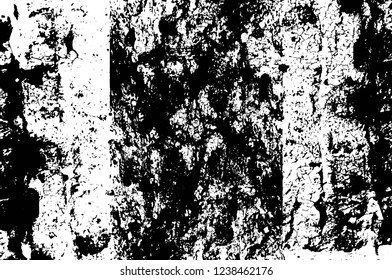 Grunge overlay layer. Abstract black and white vector background. Monochrome vintage surface with dirty pattern in cracks, spots, dots. Old wall in dark horror style design