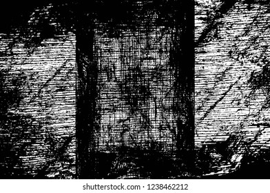Grunge overlay layer. Abstract black and white vector background. Monochrome vintage surface with dirty pattern in cracks, spots, dots. Old wall in dark horror style design
