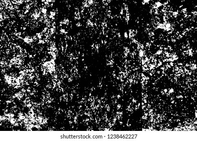 Grunge overlay layer. Abstract black and white vector background. Monochrome vintage surface with dirty pattern in cracks, spots, dots. Old wall in dark horror style design
