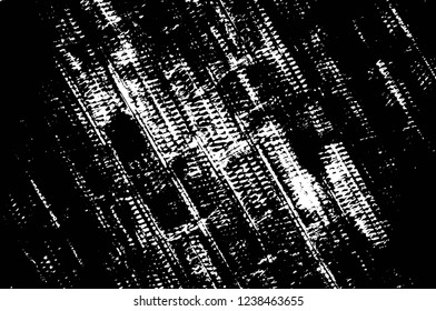 Grunge overlay layer. Abstract black and white vector background. Monochrome vintage surface with dirty pattern in cracks, spots, dots. Old wall in dark horror style design