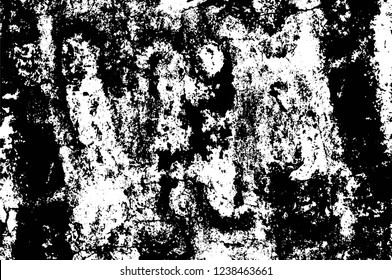 Grunge overlay layer. Abstract black and white vector background. Monochrome vintage surface with dirty pattern in cracks, spots, dots. Old wall in dark horror style design