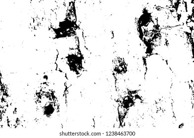 Grunge overlay layer. Abstract black and white vector background. Monochrome vintage surface with dirty pattern in cracks, spots, dots. Old wall in dark horror style design