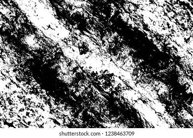 Grunge overlay layer. Abstract black and white vector background. Monochrome vintage surface with dirty pattern in cracks, spots, dots. Old wall in dark horror style design