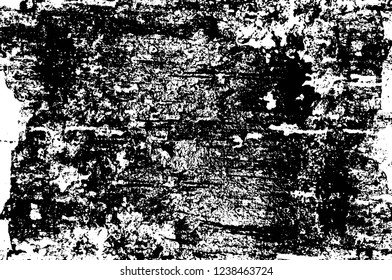 Grunge overlay layer. Abstract black and white vector background. Monochrome vintage surface with dirty pattern in cracks, spots, dots. Old wall in dark horror style design