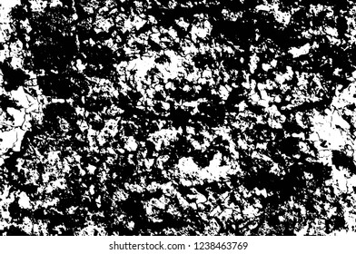 Grunge overlay layer. Abstract black and white vector background. Monochrome vintage surface with dirty pattern in cracks, spots, dots. Old wall in dark horror style design
