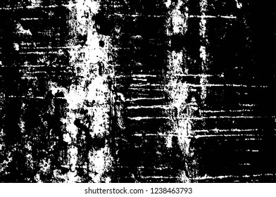 Grunge overlay layer. Abstract black and white vector background. Monochrome vintage surface with dirty pattern in cracks, spots, dots. Old wall in dark horror style design