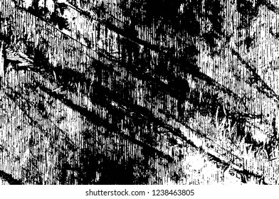 Grunge overlay layer. Abstract black and white vector background. Monochrome vintage surface with dirty pattern in cracks, spots, dots. Old wall in dark horror style design