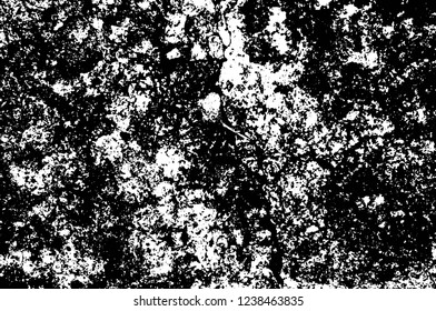 Grunge overlay layer. Abstract black and white vector background. Monochrome vintage surface with dirty pattern in cracks, spots, dots. Old wall in dark horror style design