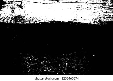 Grunge overlay layer. Abstract black and white vector background. Monochrome vintage surface with dirty pattern in cracks, spots, dots. Old wall in dark horror style design