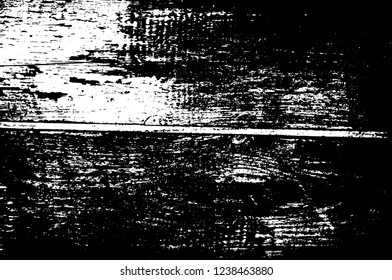Grunge overlay layer. Abstract black and white vector background. Monochrome vintage surface with dirty pattern in cracks, spots, dots. Old wall in dark horror style design