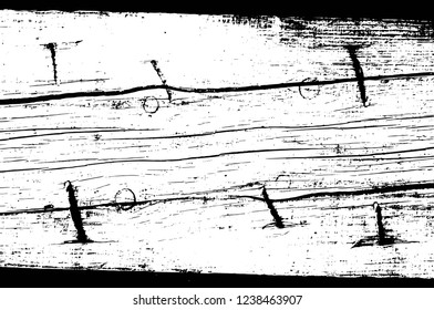 Grunge overlay layer. Abstract black and white vector background. Monochrome vintage surface with dirty pattern in cracks, spots, dots. Old wall in dark horror style design