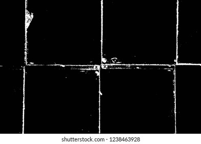 Grunge overlay layer. Abstract black and white vector background. Monochrome vintage surface with dirty pattern in cracks, spots, dots. Old wall in dark horror style design