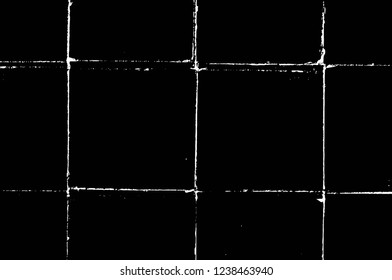 Grunge overlay layer. Abstract black and white vector background. Monochrome vintage surface with dirty pattern in cracks, spots, dots. Old wall in dark horror style design