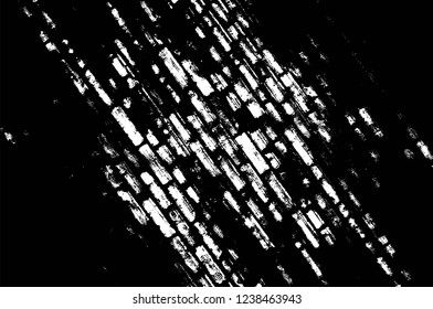 Grunge overlay layer. Abstract black and white vector background. Monochrome vintage surface with dirty pattern in cracks, spots, dots. Old wall in dark horror style design