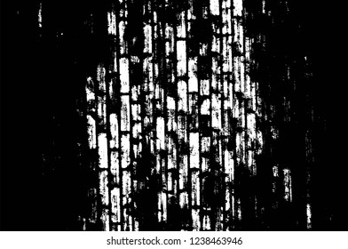 Grunge overlay layer. Abstract black and white vector background. Monochrome vintage surface with dirty pattern in cracks, spots, dots. Old wall in dark horror style design