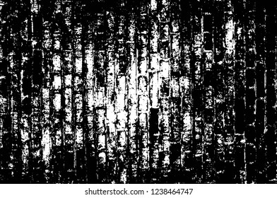 Grunge overlay layer. Abstract black and white vector background. Monochrome vintage surface with dirty pattern in cracks, spots, dots. Old wall in dark horror style design