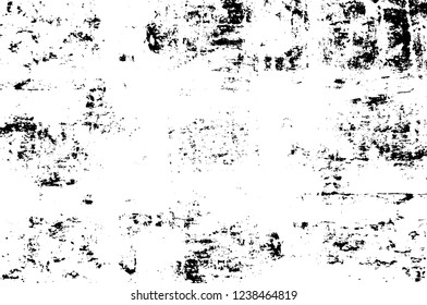 Grunge overlay layer. Abstract black and white vector background. Monochrome vintage surface with dirty pattern in cracks, spots, dots. Old wall in dark horror style design