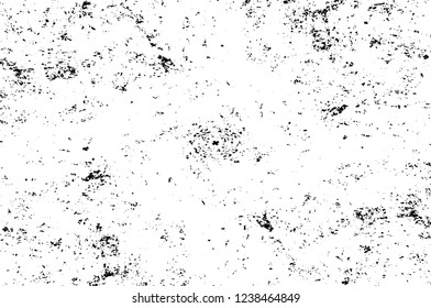 Grunge overlay layer. Abstract black and white vector background. Monochrome vintage surface with dirty pattern in cracks, spots, dots. Old wall in dark horror style design