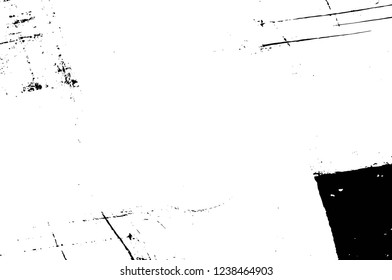 Grunge overlay layer. Abstract black and white vector background. Monochrome vintage surface with dirty pattern in cracks, spots, dots. Old wall in dark horror style design