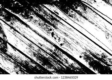 Grunge overlay layer. Abstract black and white vector background. Monochrome vintage surface with dirty pattern in cracks, spots, dots. Old wall in dark horror style design