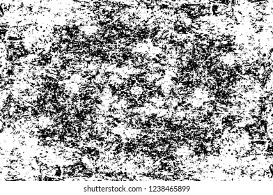 Grunge overlay layer. Abstract black and white vector background. Monochrome vintage surface with dirty pattern in cracks, spots, dots. Old wall in dark horror style design