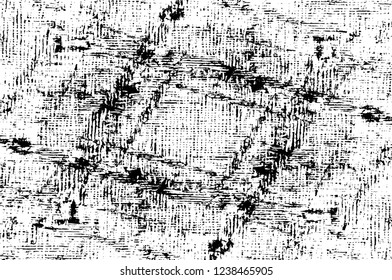 Grunge overlay layer. Abstract black and white vector background. Monochrome vintage surface with dirty pattern in cracks, spots, dots. Old wall in dark horror style design
