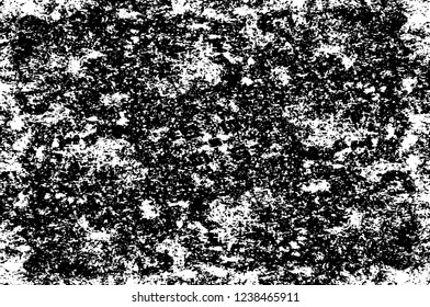 Grunge overlay layer. Abstract black and white vector background. Monochrome vintage surface with dirty pattern in cracks, spots, dots. Old wall in dark horror style design