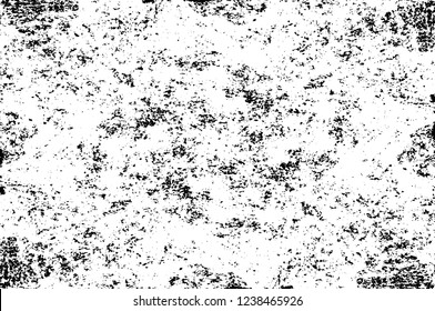Grunge overlay layer. Abstract black and white vector background. Monochrome vintage surface with dirty pattern in cracks, spots, dots. Old wall in dark horror style design