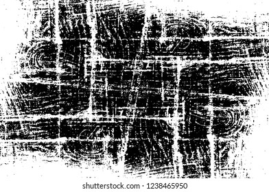 Grunge overlay layer. Abstract black and white vector background. Monochrome vintage surface with dirty pattern in cracks, spots, dots. Old wall in dark horror style design