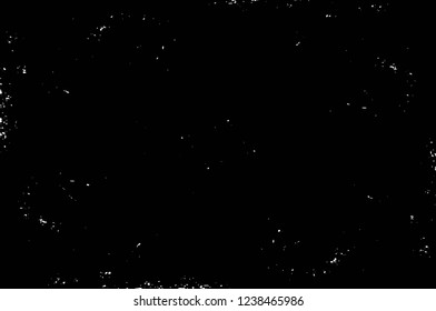 Grunge overlay layer. Abstract black and white vector background. Monochrome vintage surface with dirty pattern in cracks, spots, dots. Old wall in dark horror style design