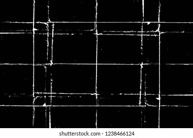 Grunge overlay layer. Abstract black and white vector background. Monochrome vintage surface with dirty pattern in cracks, spots, dots. Old wall in dark horror style design