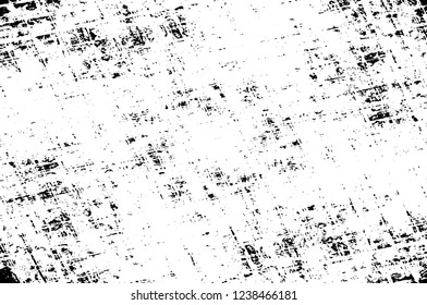Grunge overlay layer. Abstract black and white vector background. Monochrome vintage surface with dirty pattern in cracks, spots, dots. Old wall in dark horror style design