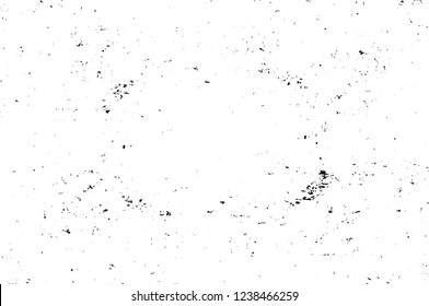 Grunge overlay layer. Abstract black and white vector background. Monochrome vintage surface with dirty pattern in cracks, spots, dots. Old wall in dark horror style design
