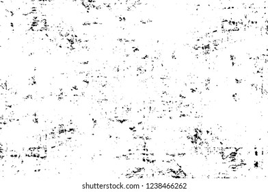 Grunge overlay layer. Abstract black and white vector background. Monochrome vintage surface with dirty pattern in cracks, spots, dots. Old wall in dark horror style design