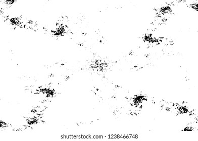 Grunge overlay layer. Abstract black and white vector background. Monochrome vintage surface with dirty pattern in cracks, spots, dots. Old wall in dark horror style design