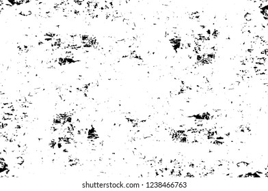 Grunge overlay layer. Abstract black and white vector background. Monochrome vintage surface with dirty pattern in cracks, spots, dots. Old wall in dark horror style design