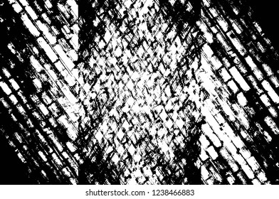 Grunge overlay layer. Abstract black and white vector background. Monochrome vintage surface with dirty pattern in cracks, spots, dots. Old wall in dark horror style design