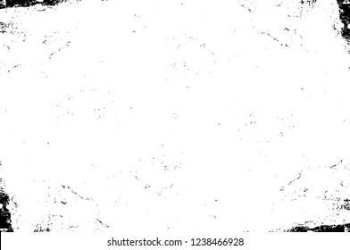 Grunge overlay layer. Abstract black and white vector background. Monochrome vintage surface with dirty pattern in cracks, spots, dots. Old wall in dark horror style design