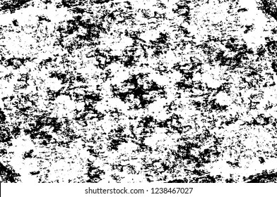 Grunge overlay layer. Abstract black and white vector background. Monochrome vintage surface with dirty pattern in cracks, spots, dots. Old wall in dark horror style design