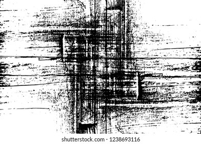 Grunge overlay layer. Abstract black and white vector background. Monochrome vintage surface with dirty pattern in cracks, spots, dots. Old wall in dark horror style design