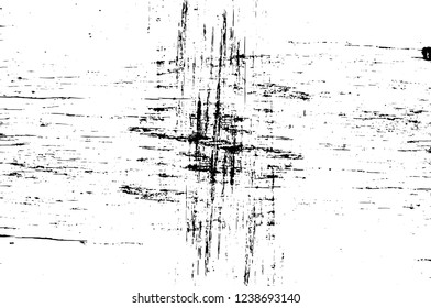 Grunge overlay layer. Abstract black and white vector background. Monochrome vintage surface with dirty pattern in cracks, spots, dots. Old wall in dark horror style design