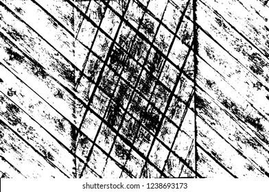 Grunge overlay layer. Abstract black and white vector background. Monochrome vintage surface with dirty pattern in cracks, spots, dots. Old wall in dark horror style design
