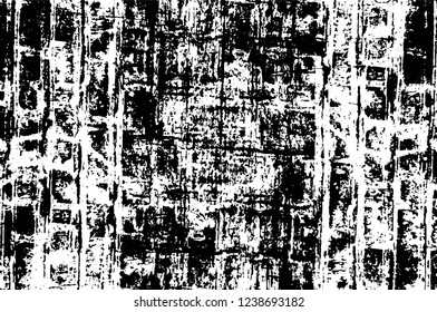 Grunge overlay layer. Abstract black and white vector background. Monochrome vintage surface with dirty pattern in cracks, spots, dots. Old wall in dark horror style design