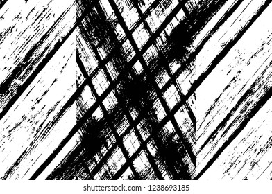 Grunge overlay layer. Abstract black and white vector background. Monochrome vintage surface with dirty pattern in cracks, spots, dots. Old wall in dark horror style design