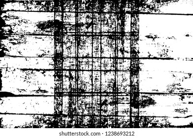 Grunge overlay layer. Abstract black and white vector background. Monochrome vintage surface with dirty pattern in cracks, spots, dots. Old wall in dark horror style design