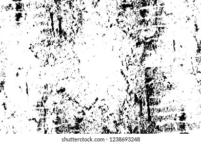 Grunge overlay layer. Abstract black and white vector background. Monochrome vintage surface with dirty pattern in cracks, spots, dots. Old wall in dark horror style design