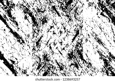 Grunge overlay layer. Abstract black and white vector background. Monochrome vintage surface with dirty pattern in cracks, spots, dots. Old wall in dark horror style design
